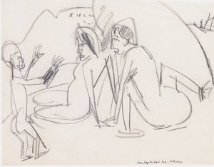 Dos mujeres y escultura en la playa de Ernst Ludwig Kirchner